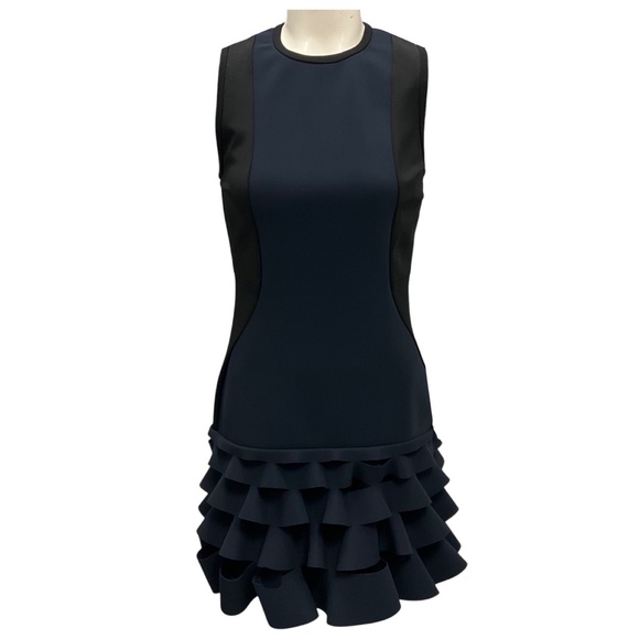 DION LEE NAVY / BLACK RUFFLED SLEEVELESS MINI DRESS - Picture 1 of 5